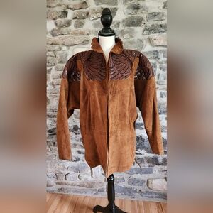 Brown Suede Jacket with Sequin Detail